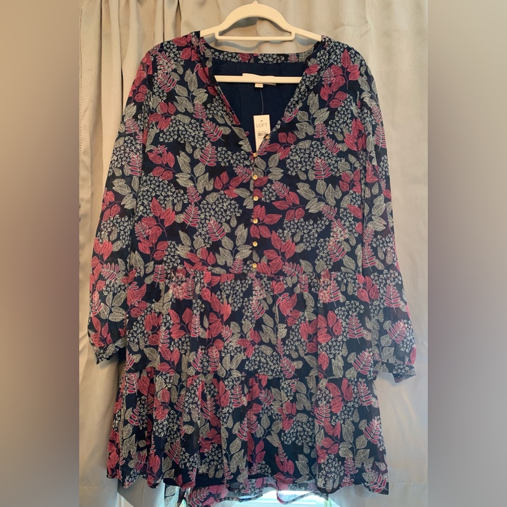 Leafed Flounce Shirtdress from LOFT